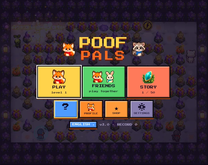 Poof Pals ana menü